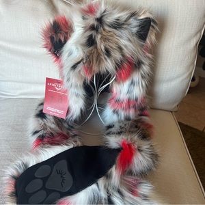 Faux Fur Animal Hood with Paws